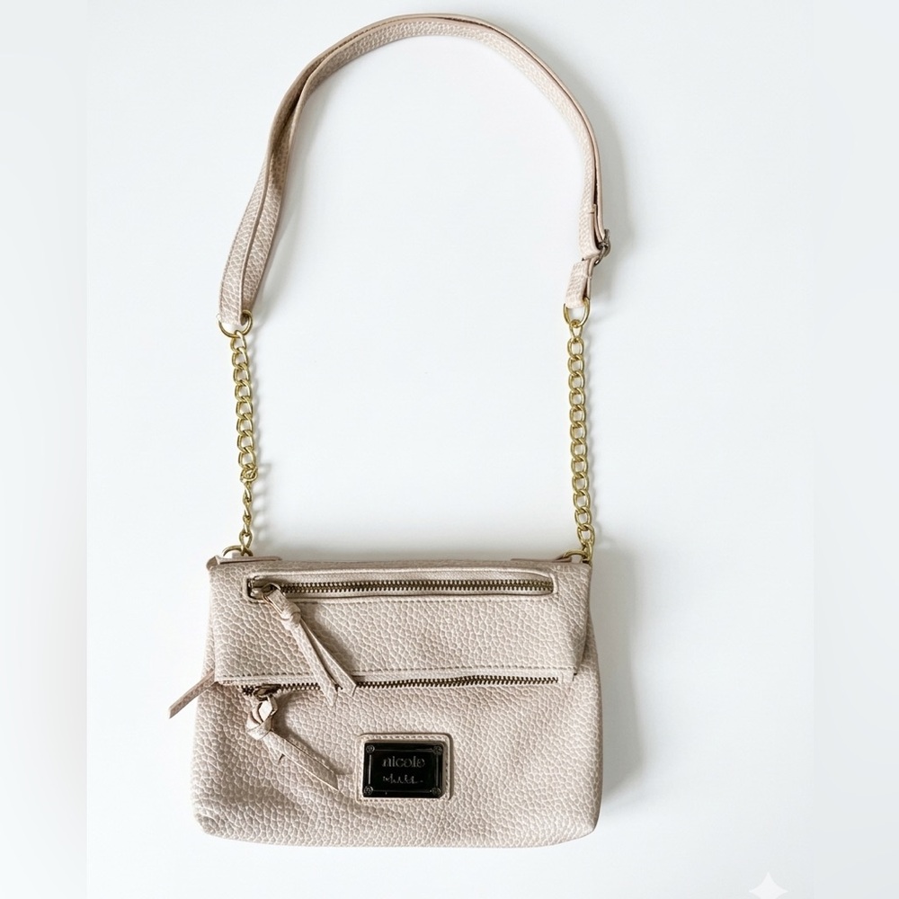 Nicole by Nicole Miller Neutral/Blush Faux LeatherPebbled Crossbody Bag - NWOT